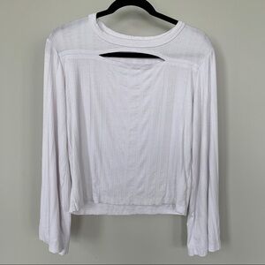 LNA White Ribbed Long Sleeve Crop Shirt Size M